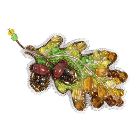 Charivna Mit Oak Leaf Brooch Crystal Art Beadwork Kit